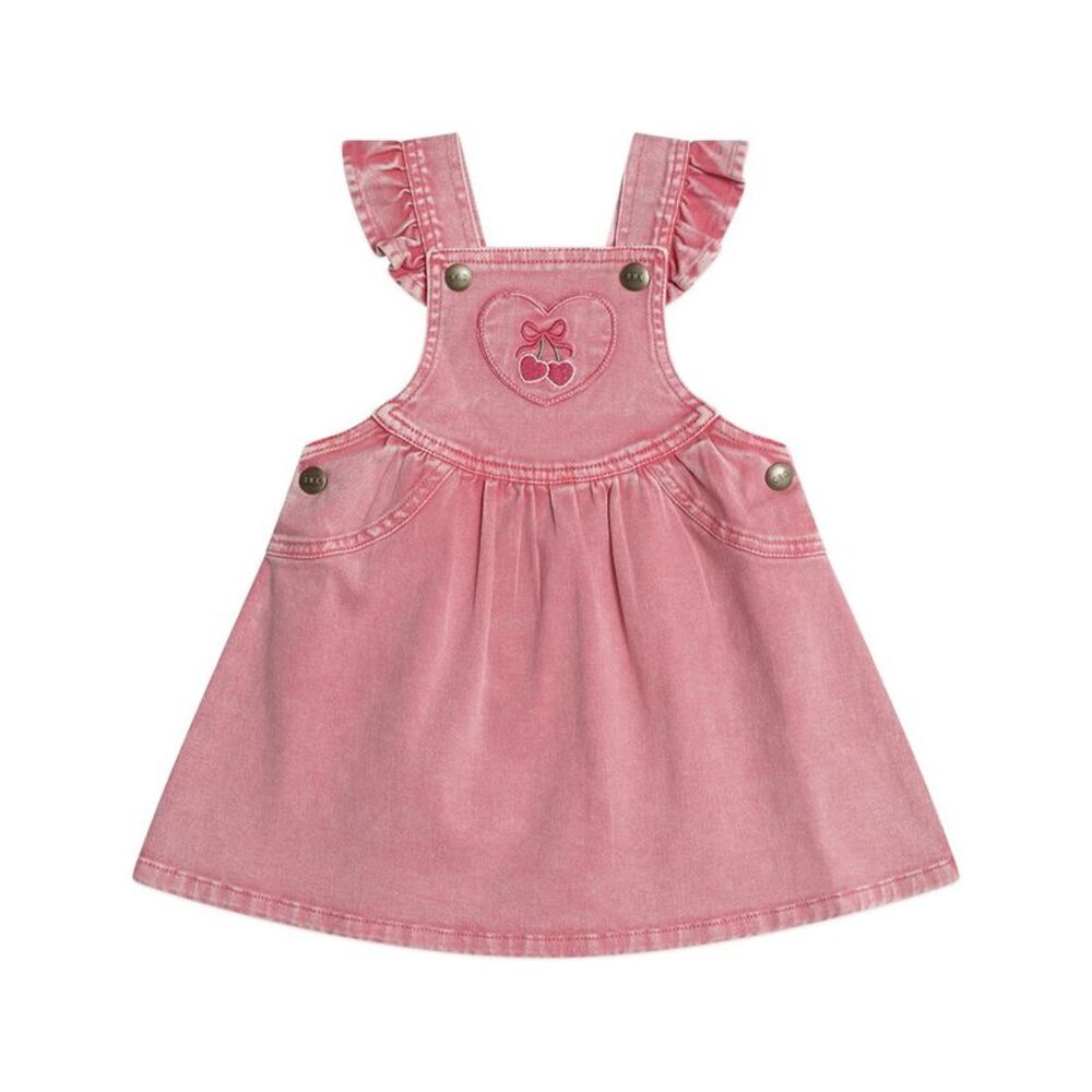 Huxbaby Girls Cherry Heart Vintage Pinafore Dress, Orange
